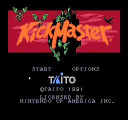 Kick Master title screen for NES